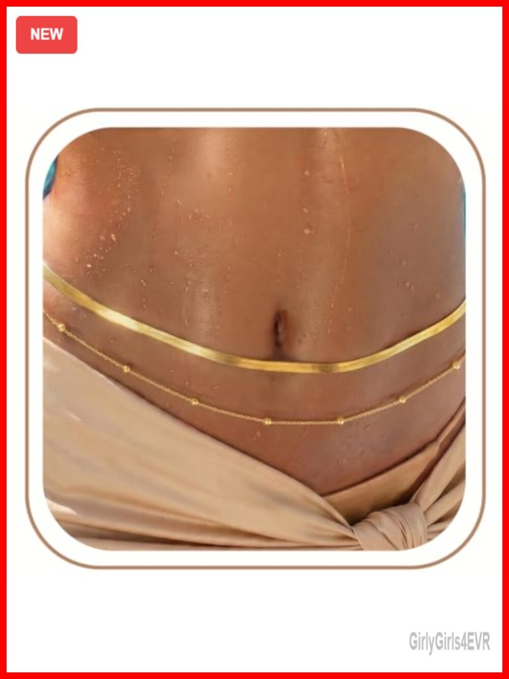 18K Gold Plated Layered Waist Chain Beaded Snake Body Jewelry